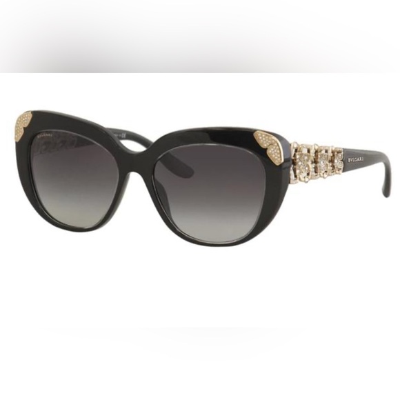 Pre owned Bvlgari 8162-b 504/13 Cat Eye Brown Embellished 55 17 135